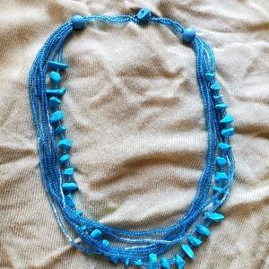 Beaded faux turquoise necklace